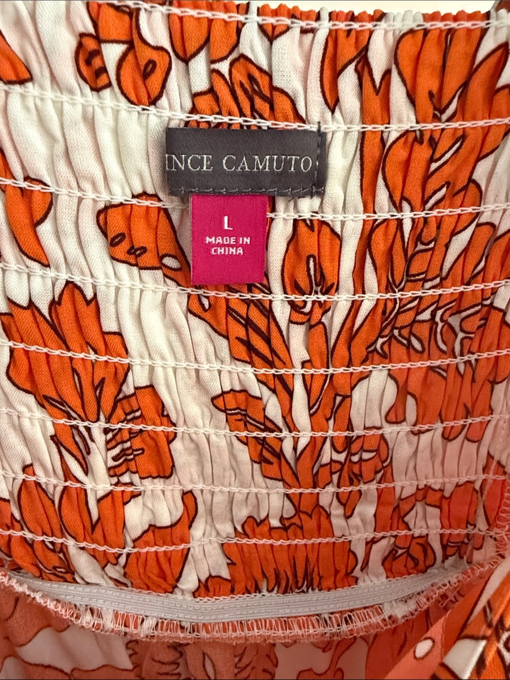 Vince Camuto Orange and White Floral Maxi Dress Size Large NWT - Picture 5 of 5